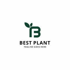 B F logo illustration with black leaf organic nature vector design template