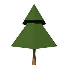 Front view of Plant (Low Poly Pine 2) Tree white background 3D Rendering Ilustracion 3D	