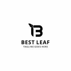 B F logo illustration with black leaf organic nature vector design template