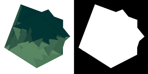 Top view of Plant (Low Poly Pine 3) Tree png with alpha channel to cutout made with 3D render	