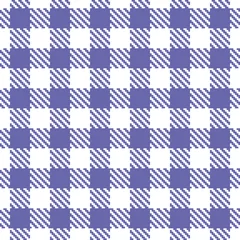 Kleur van het jaar 2022 zeer peri naadloos geruit patroon, vectorillustratie. Naadloos tartanpatroon met voletlijnen op wit. Geruite geometrische achtergrond © Irin Fierce