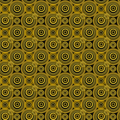 Gold and black seamless pattern with circles