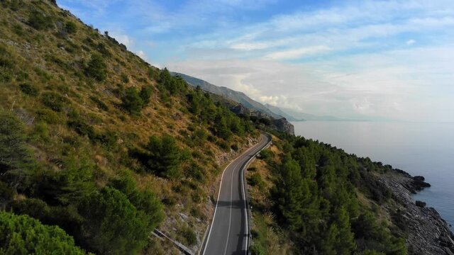 Amazing coastal road at Sapri - the west coast of Italy - aerial view - travel photography