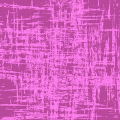 Pink grunge scratched backdrop. Distress texture of spots, stains, ink, dots, scratches. Design element for pattern, grungy effect, template, background. Vector illustration