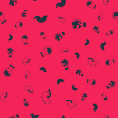 Set Human kidney, stomach, Test tube and flask and Hand holding Earth globe on seamless pattern. Vector