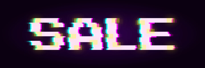 Glitch sale template banner vector