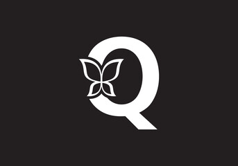 this is a creative letter Q add butterfly icon design