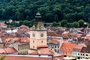 Fototapeta na wymiar Aerial view over the Brasov town, Council House, Romania.