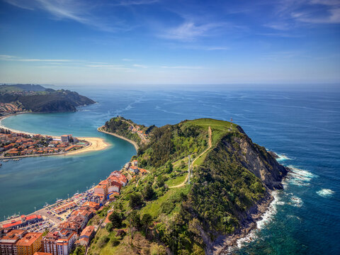 Panoramic view of the city of Ribadesella.Asturias, Spain.