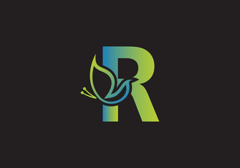this is a creative letter R add butterfly icon design