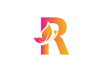 this is a creative letter R add butterfly icon design