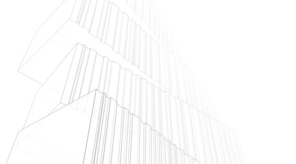 Modern architecture building 3d illustration 