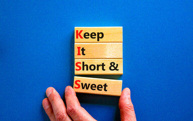 KISS keep it short and sweet symbol. Concept words KISS keep it short and sweet wooden blocks....
