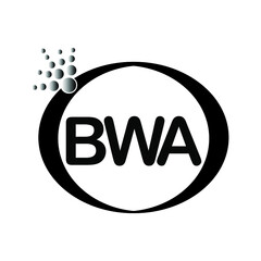 BWA logo. BWA design. Black BWA letter. BWA letter logo design. Initial letter BWA linked circle uppercase monogram logo. BWA Vector.