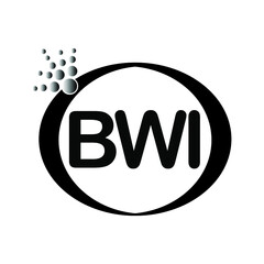BWI logo. BWI design. Black BWI letter. BWI letter logo design. Initial letter BWI linked circle uppercase monogram logo. BWI Vector.
