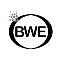 BWE logo. BWE design. Black BWE letter. BWE letter logo design. Initial letter BWE linked circle uppercase monogram logo. BWE Vector.
