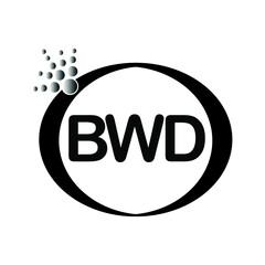 BWD logo. BWD design. Black BWD letter. BWD letter logo design. Initial letter BWD linked circle uppercase monogram logo. BWD Vector.