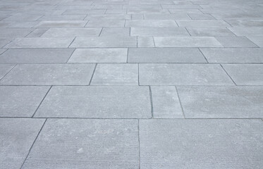 New paving made with stone blocks of rectangular shape in a pedestrian zone