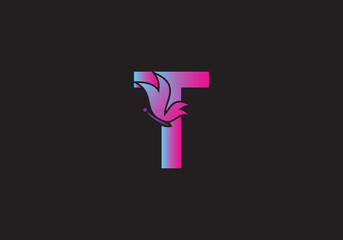 this is a creative letter T add butterfly icon design