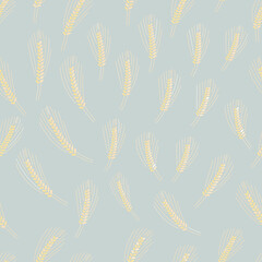 ears of wheat flat vector seamless pattern