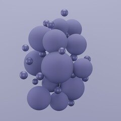 3d render of floating purple sphere, monochrome image, trendy color of the year