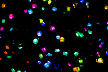 Colorful led lights on black background