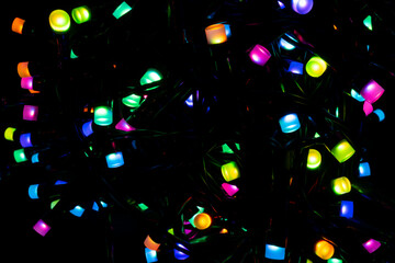 Colorful led lights on black background