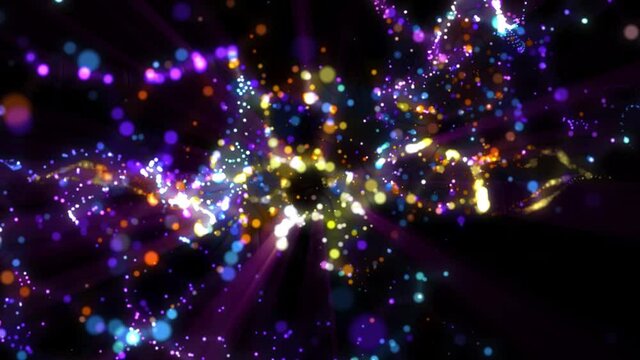 Abstract festive background shiny particles dust and energy fluid turbulent flow