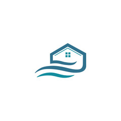 modern minimalist wave house logo design