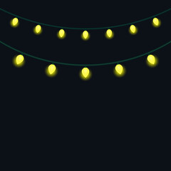 Yellow Christmas lights. Vector illustration.