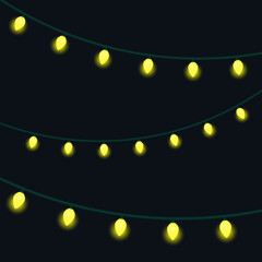 Xmas glowing garland. Vector illustration.