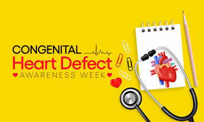 Congenital Heart defect (CHD) awareness week is observed every year from February 7 to 14th, is a problem within the structure of the heart that is present at birth. Vector illustration