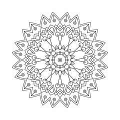 Flower pattern. Mandala pattern vector. Simple mandala line art illustration. Indian decoration mandala vector. Black and white coloring book Arabic pattern. Mandala coloring book.