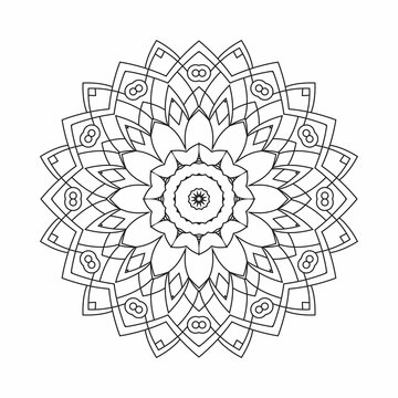 recommend clip art: Arabic decoration mandala vector. Black and white coloring book pattern. Mandala pattern vector. Simple mandala line art illustration. Mandala coloring book. Flower pattern.