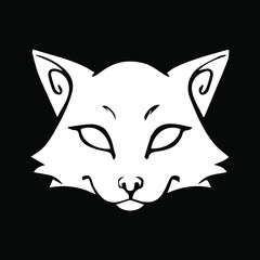 cat drawn in flat style and with linearts with a mysterious look for halloween arts white vector