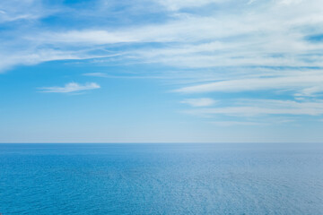 empty seascape, blue sea and sky to horizon