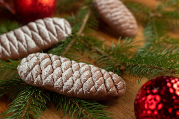 homemade pine cone cookies for the Christmas holidays