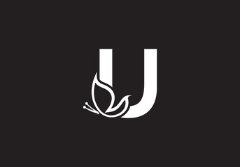 this is a creative letter U add butterfly icon design