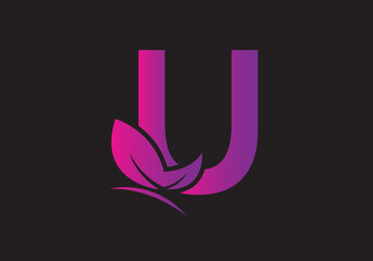 this is a creative letter U add butterfly icon design