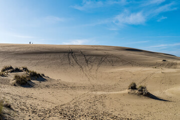 Obraz na płótnie Canvas Footprints in the sand of the dunes on John Dellenback trail near Lakeside, Oregon, USA