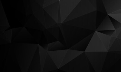 Futuristic black low poly background, abstract geometric rumpled triangular style.