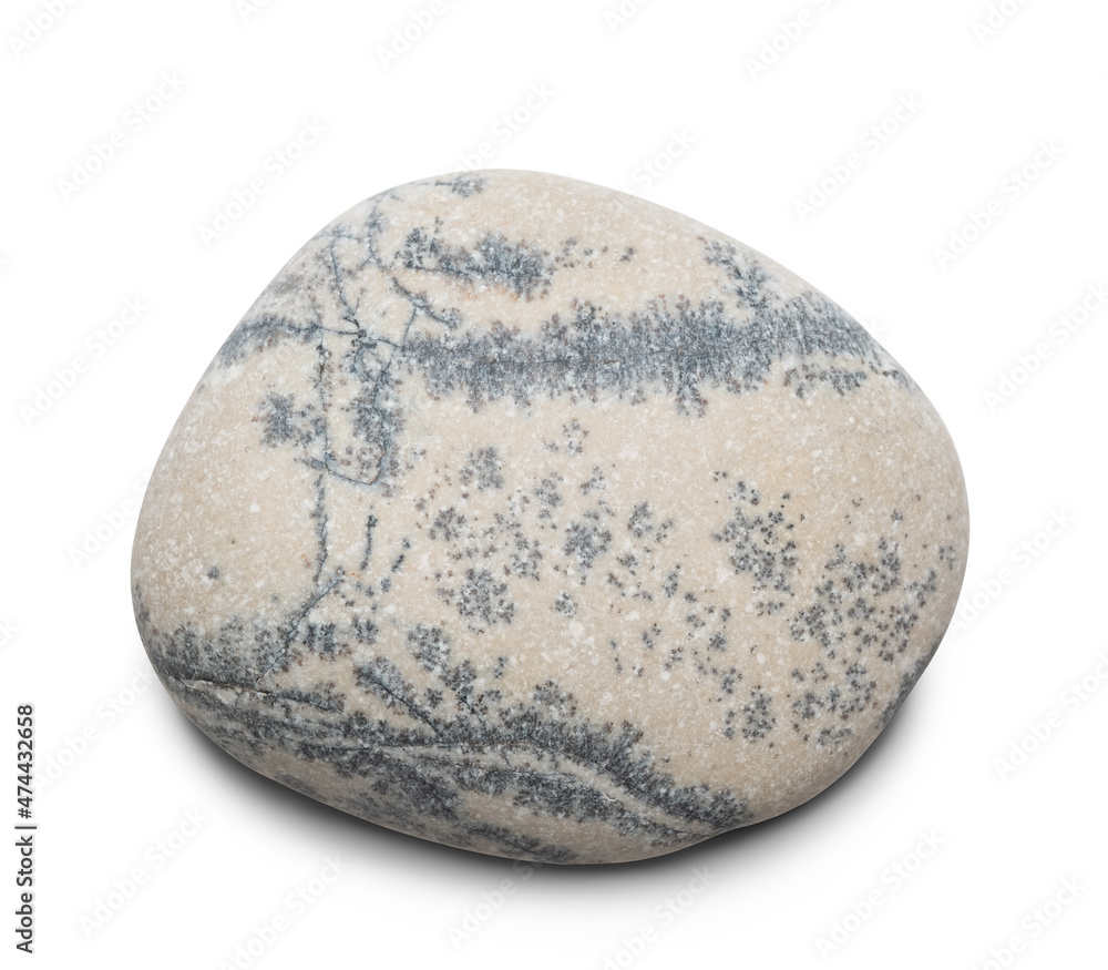 Aufkleber pebble. smooth gray sea stone isolated on white background with shadows, clipping path for isolation