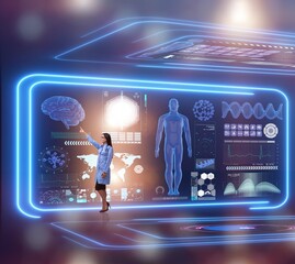 Woman doctor in futuristic medical concept