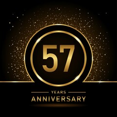 57th anniversary logo. Golden anniversary celebration logo design for booklet, leaflet, magazine, brochure poster, web, invitation or greeting card. rings vector illustrations.