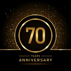 70th anniversary logo. Golden anniversary celebration logo design for booklet, leaflet, magazine, brochure poster, web, invitation or greeting card. rings vector illustrations.