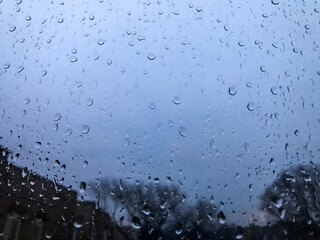 water drops on glass copy space