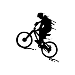 Obraz na płótnie Canvas Silhouette splash flying mountain bike design