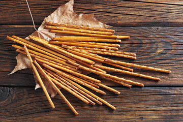 Salty cracker pretzel sticks