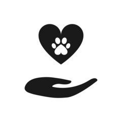 Animal paw icon. Love and care for animals. Vector illustration.