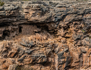 Cliff Dwellings Built By The Sinagua People Above Montezuma Well, Montezuma Castle National Monument, Arizona, USA